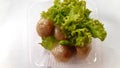 Thai Traditional Desert,Tapica Ball Made From Glutionous Rice filled with Minced Pork and sweet pickled Daikon Redish.