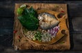 Thai Traditional Food : Fried mackerel served with fresh vegetable and herb, This food is thai food call Meuang Mackerel Maing-