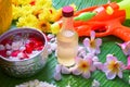 Thai traditional jasmine garland and Colorful flower in water bo Royalty Free Stock Photo