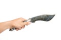 Thai traditional knife in hand Royalty Free Stock Photo