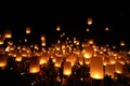 Thai traditional Newyear balloon lantern at night Royalty Free Stock Photo