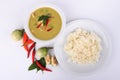 Thai traditional and popular food, Thai chicken green curry intense soup. Royalty Free Stock Photo