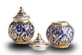 Thai traditional porcelain souvenir, Benjarong, it design as furniture with five colors