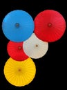 Thai traditional umbrella isolated on black background Royalty Free Stock Photo