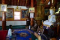 Thai travelers women people travel visit respect praying blessing wish myth holy mystical worship ancient Phra Sing buddha statue