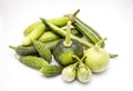 Thai vegetable mix cucumber race ,lagenaria on white isolated Royalty Free Stock Photo