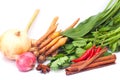 Thai vegetables & herbs on white background