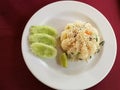 Thai vegetarian friedrice with cucumber Bangkok Thailand