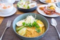 Thai vermicelli eaten with fish curry for braekfast Royalty Free Stock Photo