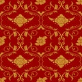 Thai vintage golden flower elemental design seamless pattern Royalty Free Stock Photo