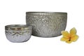 Thai vintage pattern silver bowl, isolated Royalty Free Stock Photo