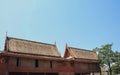 Thai vintage wood house with blue sky view, culture public park