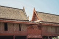 Thai vintage wood house with blue sky view, culture public park