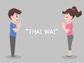 Thai Wai, Social Distancing, People keeping distance for infection risk and disease