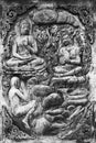 Thai wall art Bhuddha and devil