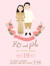 Thai wedding invitation cards with bride and groom. vintag