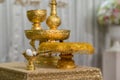 Thai wedding object. Prepare for equipment of pouring blessing water in Thai wedding ceremony traditional. Royalty Free Stock Photo