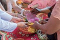 Elder prepare to set of engagement in Thai wedding ceremony