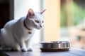 Thai white cat eating. Generate Ai Royalty Free Stock Photo