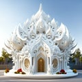 Thai white temple, Wat Rong Khun, Chiang Rai, Thailand AI generated