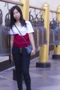 Thai Woman with bell in Wat Phra That Doi Suthep, Chiangmai Thai Royalty Free Stock Photo