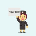 Thai woman police holding white empty board for your text vector