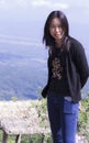 Thai woman portrait with mon jam mountain, maerim chiangmai