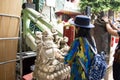 Thai woman visit and respect praying Katyayana or Gautama Buddha