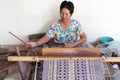 Thai woman weaving straw mat Royalty Free Stock Photo