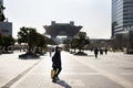 Thai women and Japanese and foreigners people walking go to work at tokyo big sight in Ariake at Koto city in Tokyo, Japan Royalty Free Stock Photo