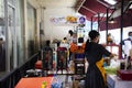 Thai women merchant vendor cooking brew bubble milk tea or boba tea for sale thai people and customer travelers in local street