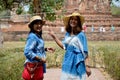 Thai women portrait at ancient building at Wat Mahathat Royalty Free Stock Photo