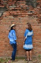 Thai women portrait at ancient building at Wat Mahathat Royalty Free Stock Photo