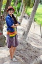 Thai Women portrait with rice or paddy field Royalty Free Stock Photo