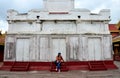 Thai women travel and portrait at Mandalay Palace in Mandalay, Myanmar. Royalty Free Stock Photo