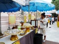 Thai women and travelers people visit and respect pray buddha