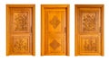 Thai wooden doors isolated on white background Royalty Free Stock Photo