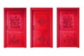 Thai wooden doors isolated on white background Royalty Free Stock Photo