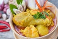 THAI YELLOW CHICKEN CURRY WITH  POTATOES Royalty Free Stock Photo