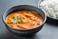 Thai yellow curry with seafood and white rice Royalty Free Stock Photo