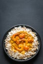 Thai yellow curry with seafood and white rice Royalty Free Stock Photo