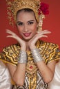 Thai young lady in an ancient Thailand dance Royalty Free Stock Photo