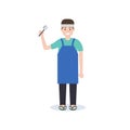 Thai young man curry rice merchant character flat style design.