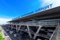 ThaiBangkok Suvarnabhumi International Airport terminal with planes departing to multiple international locations