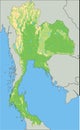 Detailed Thailand physical map.
