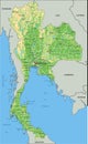 Detailed Thailand physical map with labeling.