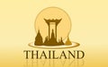 Thailand Amazing Tourism wat arun temple gold color design for banner . Thai art graphic sign illustration