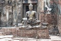 Thailand ancient old temple made from red brick and lime stones