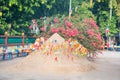 Thailand 13 Apr :: Sand and colorful flag for pray in Songkran F