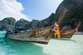 Thailand - 31 April 2017 ::Longtail boat Maya Bay - Famous beach